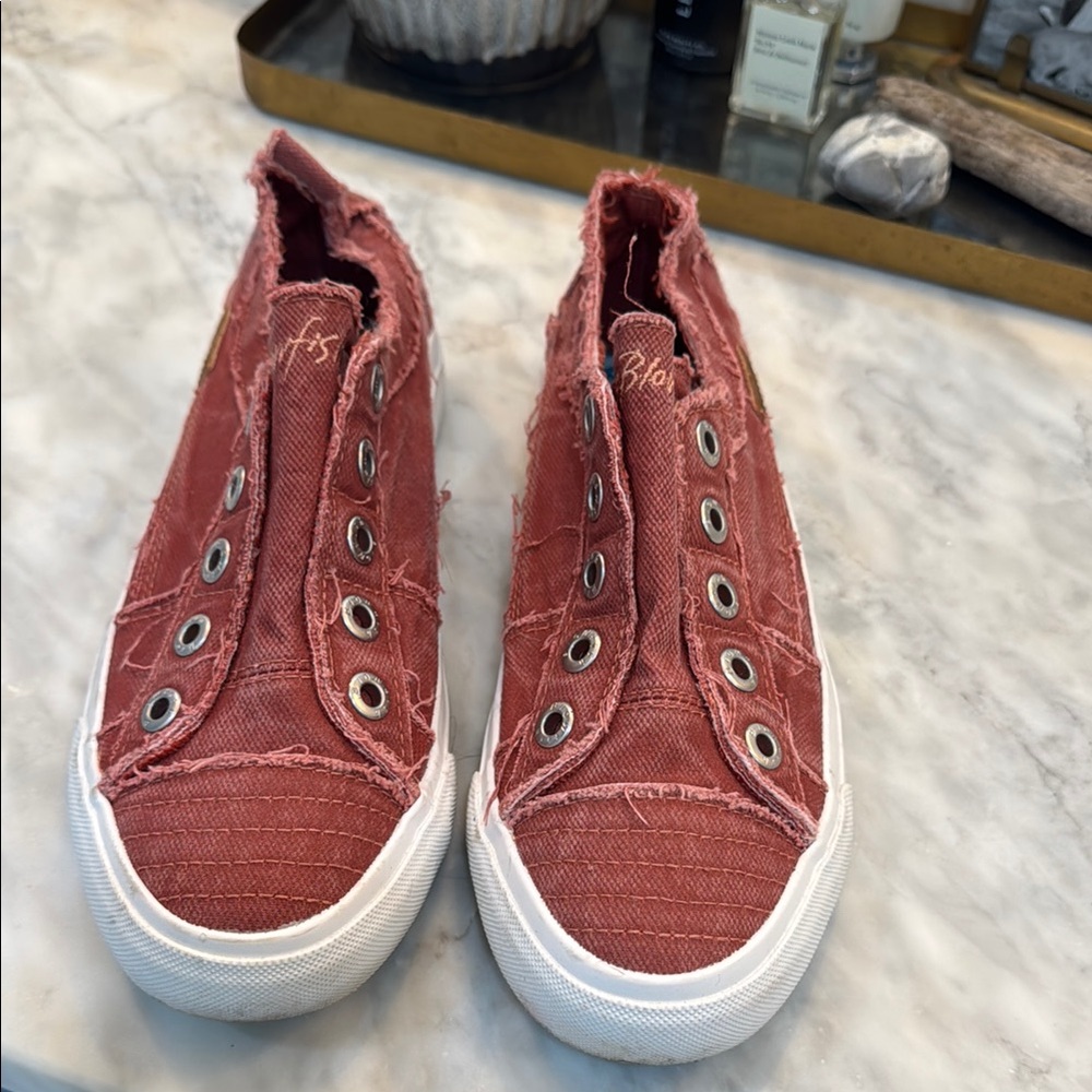 Blow Fish Malibu red distressed slip on sneakers. Wore once